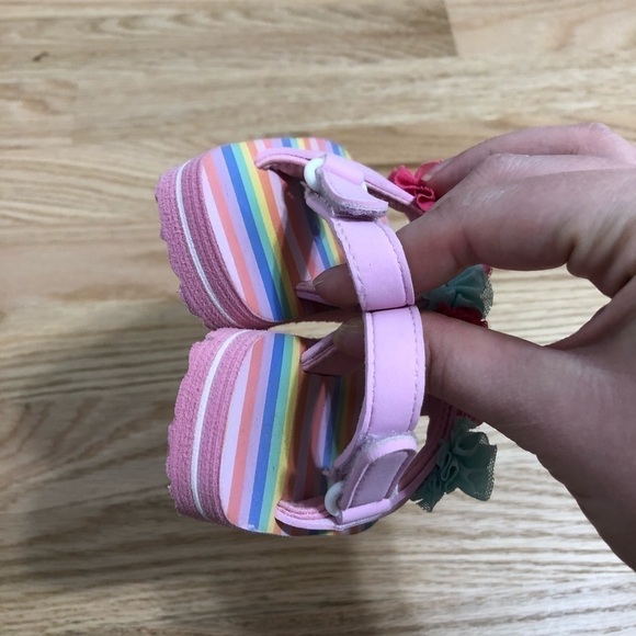 Baby Girls Floral Sandals Flip Flops Pink Blue 3 - Picture 4 of 6